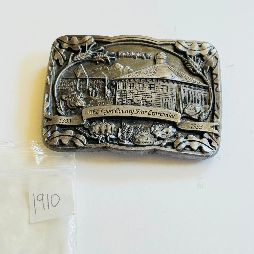 The Lyon County Fair centennial 1893-1993 Belt Buckle limited edition Iowa VTG‎